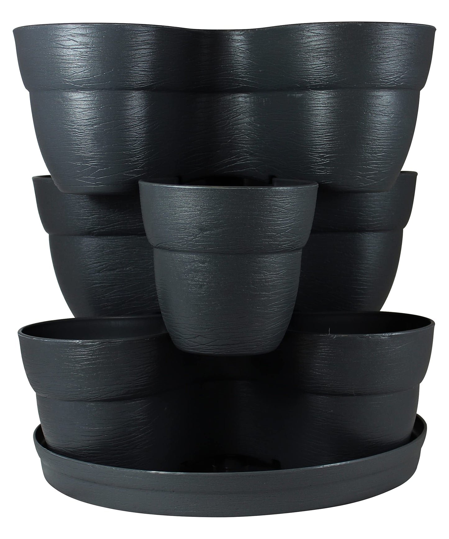 Bloomers Stackable Flower Tower Planter – Holds up to 9 Plants – Great Both Indoors and Outdoors – Charcoal