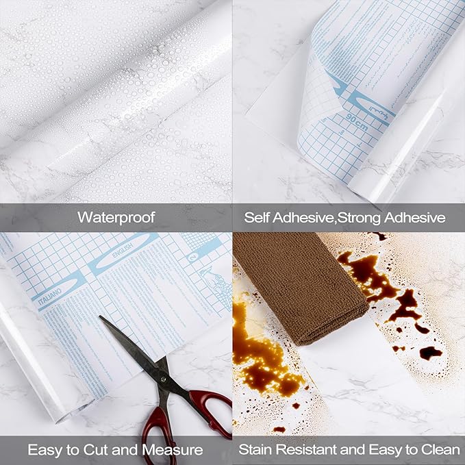 practicalWs Peel and Stick Marble Wallpaper 15.7'' x 472.4'' Marble Contact