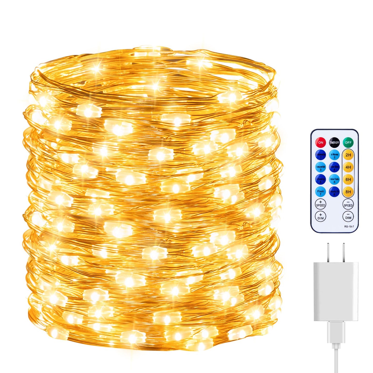 Minetom Fairy Lights with Remote, 66 Feet 200 Led Firefly String Lights Plug in for Bedroom Home Wall Ceiling Christmas Tree Wreath Craft Wedding Party Indoor Outdoor Decoration, Warm White