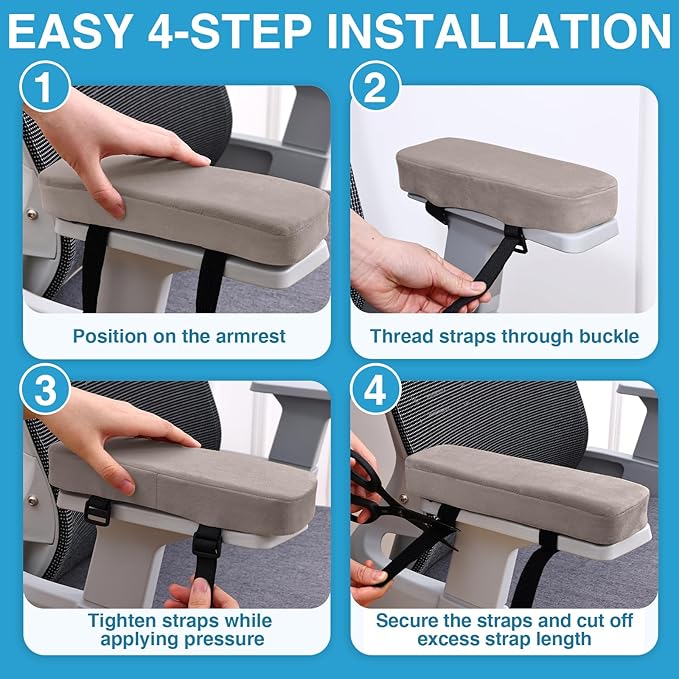 Smiry Ergonomic Office Chair Armrest Pads, Memory Foam Arm Rest Covers