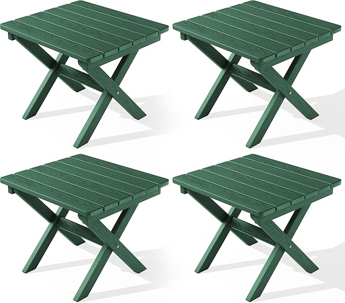 SERWALL Folding Outdoor Side Table Set of 4, Small Adirondack Side Table