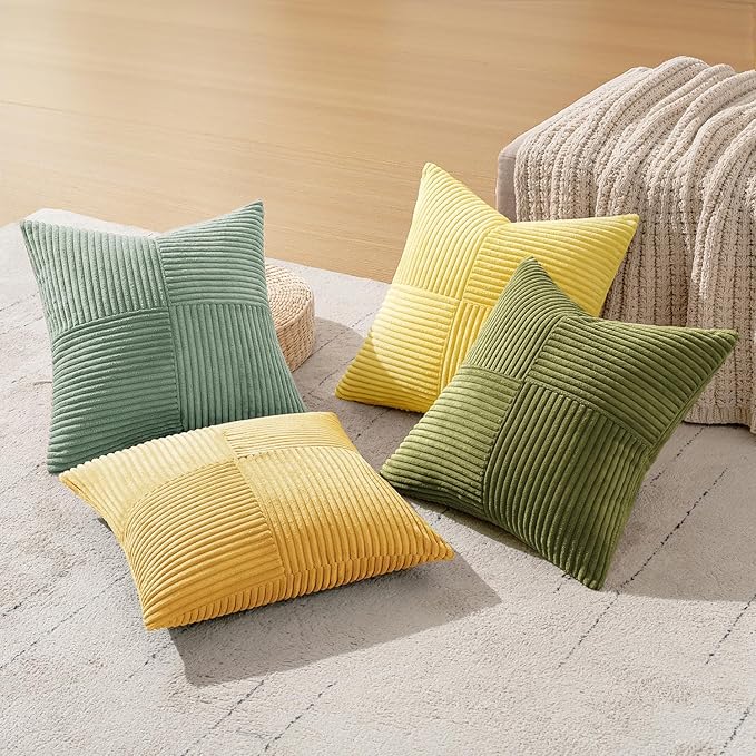 MIULEE Boho Farmhouse Spring Decorative Throw Pillow Covers 20x20 Inch 4 Packs