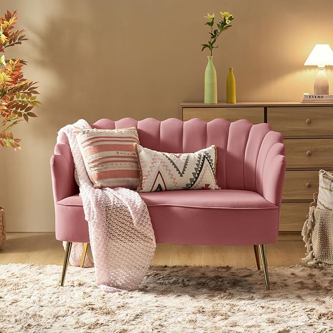 HULALA HOME Modern Velvet Loveseat Sofa