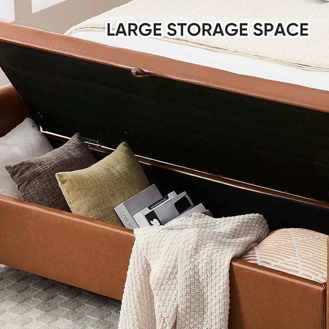 65" End of Bed Storage Bench, Leather Storage Bench