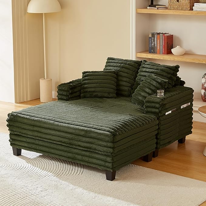 Amsleekey 64" Chaise Lounge Chair Indoor, Oversized Sleeper Chair
