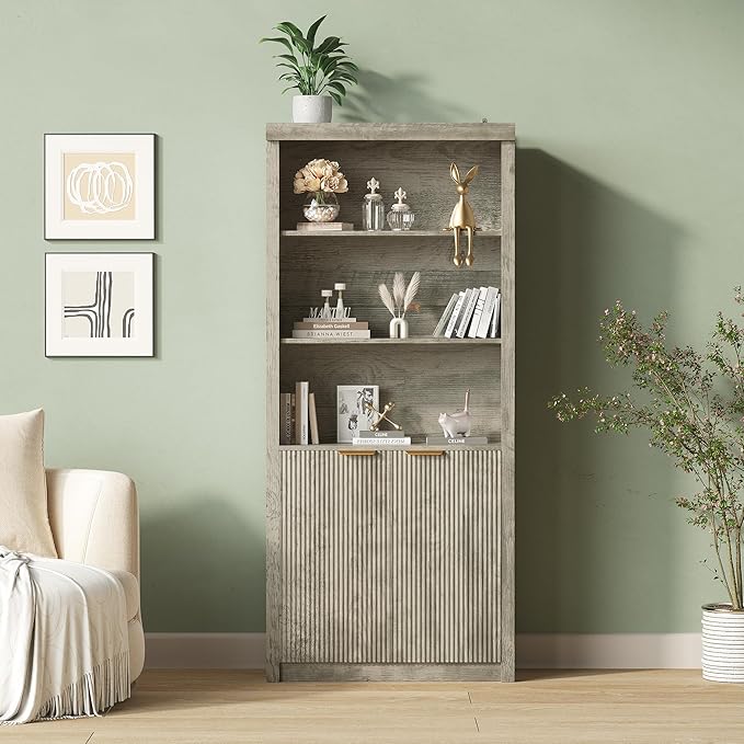 GarveeHome Tall Book Shelf and Bookcase, 31.5" Wide Wooden Bookcase