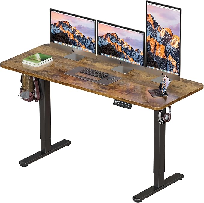 BIZUM Electric Standing Desk 60 x 24 Inch Computer Desk-Gaming Desk Rustic