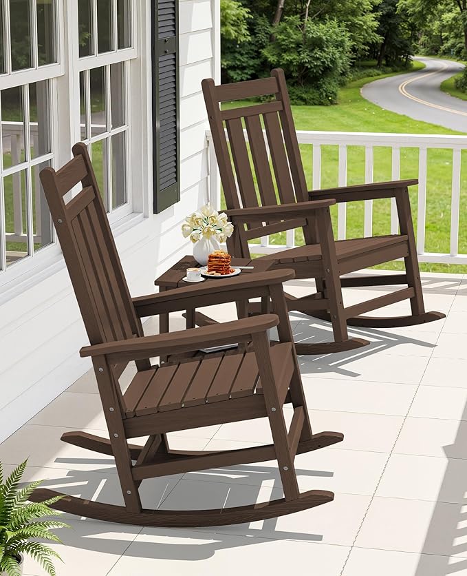 KINGYES Oversized Outdoor Rocking Chair, All-Weather Patio Rocking Chairs