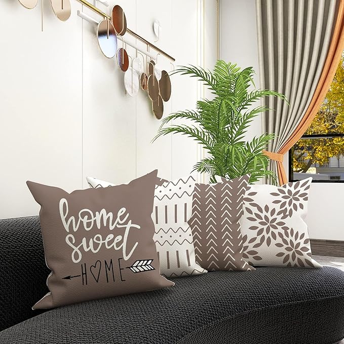 YCOLL Pillow Covers 20x20 Set of 4, Modern Sofa Throw Pillow Cover, Decorative