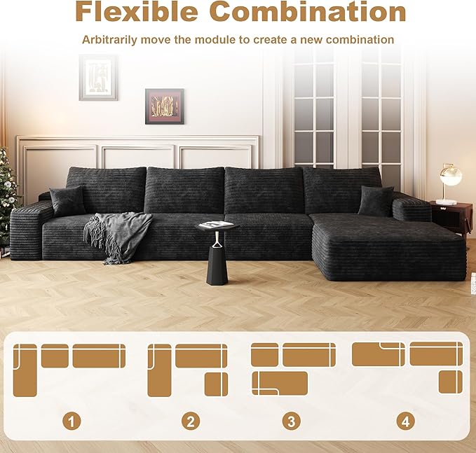 136" Sectional Couches for Living Room Cloud Couch Sofa