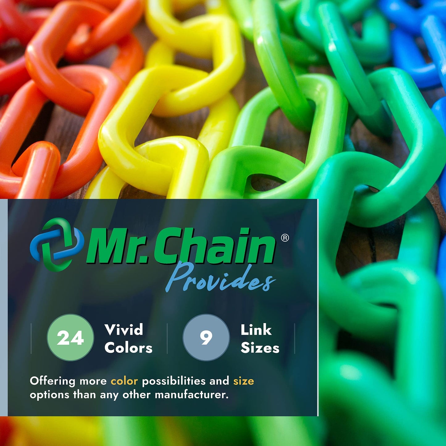 Mr. Chain Plastic Barrier Chain, Safety Green, 1.5-Inch Link Diameter, 25-Foot Length (30014-25)