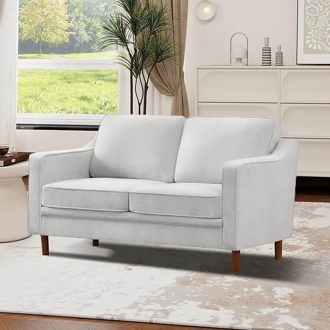 Kingfun 56" Chenille Sofa, Loveseat Couch, Mid Century Modern Love Seat Couches