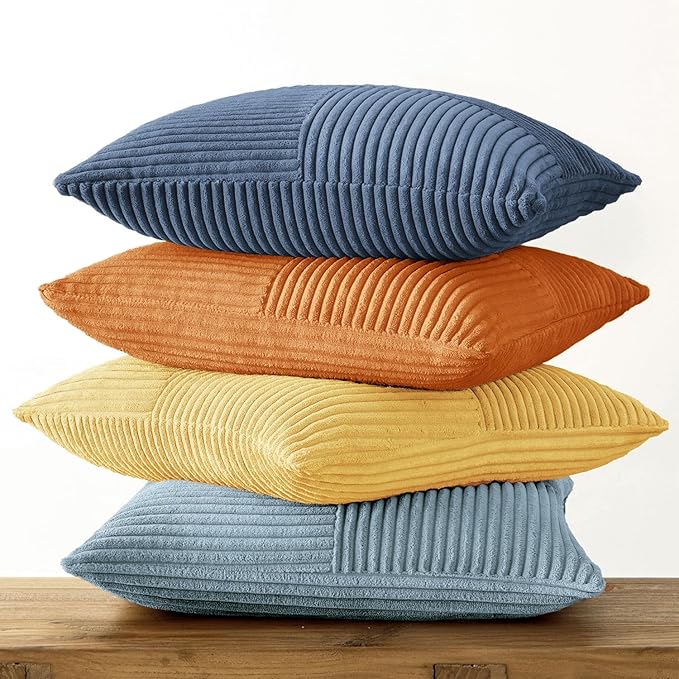 MIULEE Summer Yellow Blue Decorative Throw Pillow Covers 18x18 Inch Set of 4
