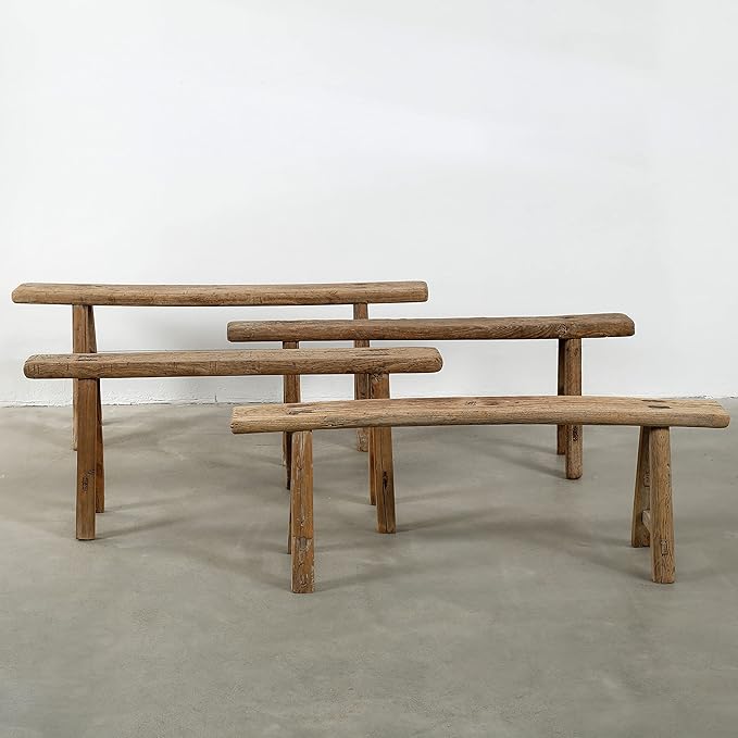 Artissance Handmade Wooden Entryway Bench, Vintage Noodle Bench