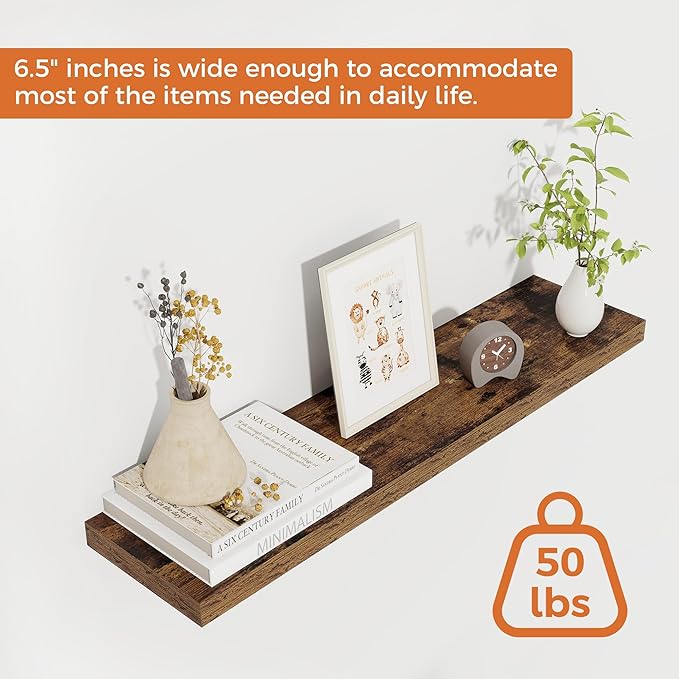 Fun Memories Floating Shelves for Wall, 27.5" Rustic Wood Deep Wall Mounted