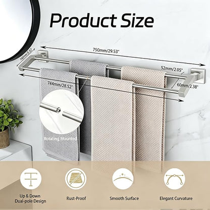 Alise Double Towel Bar, 32 Inch Towel Rack for Bathroom Wall Mounted, SUS304 Stainless Steel Bathroom Towel Holder Joining Process Towel Rail for Bathroom, Brushed Nickel