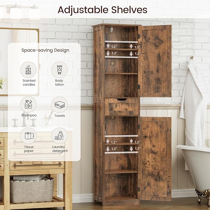 Iwell 67" Tall Storage Cabinet, Bathroom Cabinet