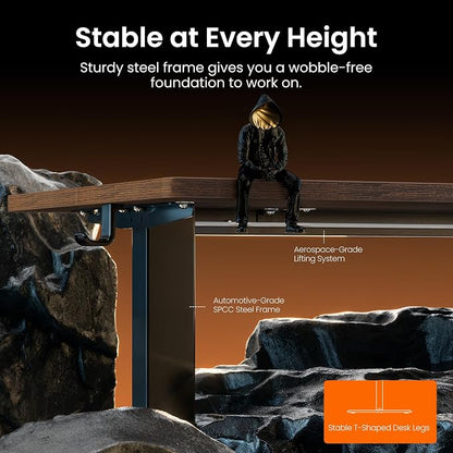 ErGear Height Adjustable Electric Standing Desk, 40 x 24 Inches Sit Stand up Desk, Memory Computer Home Office Desk, Dark Walnut