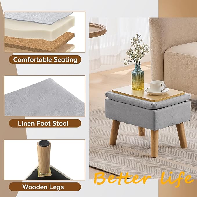 Storage Ottoman, Small Foot Stool Ottoman