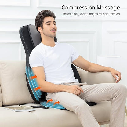 Snailax Shiatsu Back Massager with Heat, 3D Kneading Massage Chair Pad, Neck Back Massager for Back Pain Relief Deep Tissue, Chair Massager for Men Women