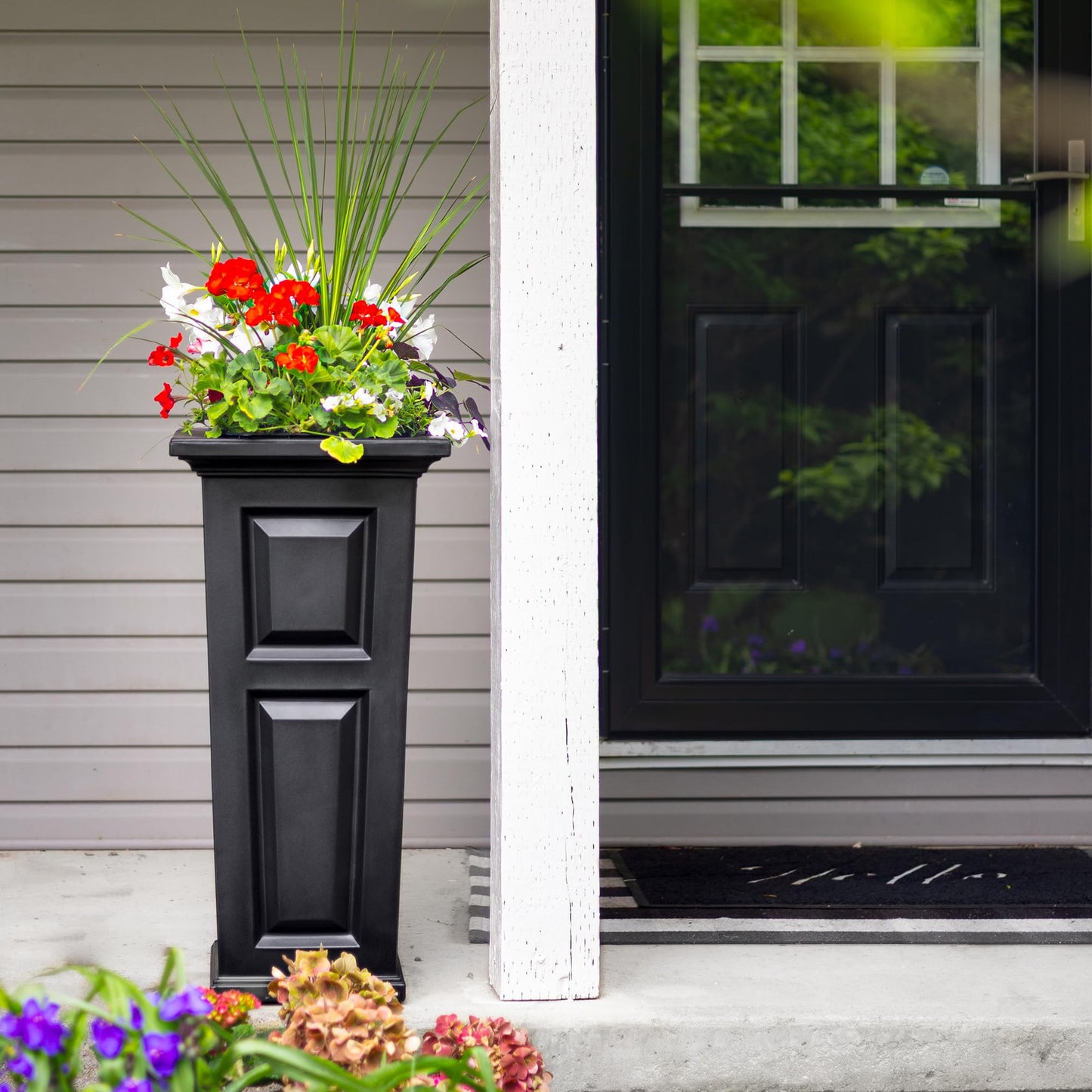 Mayne Nantucket 32-Inch Tall Planter – Self-Watering, Weather-Resistant Planter for Flowers – Durable Outdoor Design for Patio, Porch, or Entryway