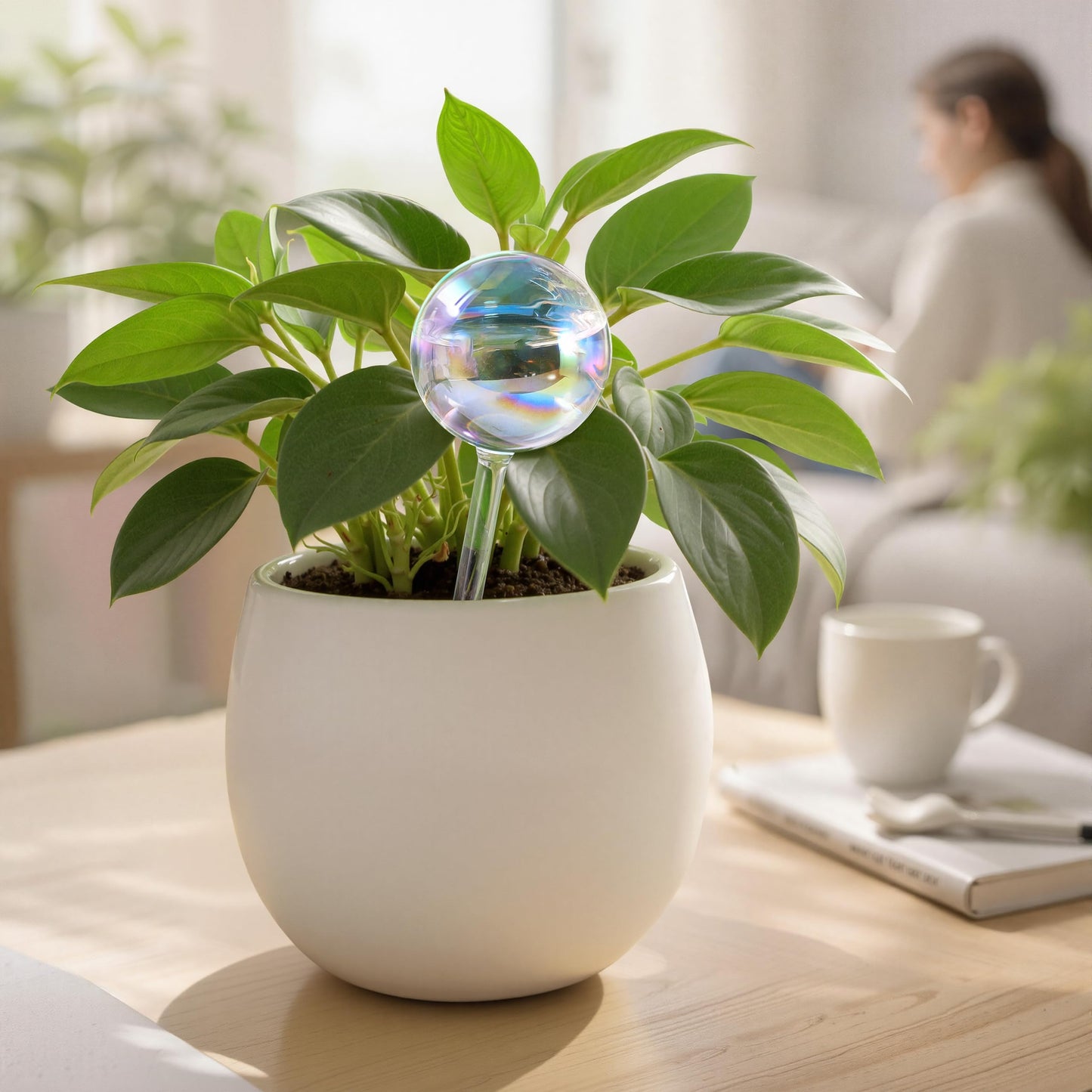 Soilagua Large Extra-Thick Clear Glass Plant Watering Globes, Rainbow Gradient Self Watering Devices for Indoor & Outdoor Plants, AutomaticWaterer Spikes, Perfect for Daily or Vacation Use, 2-Pack