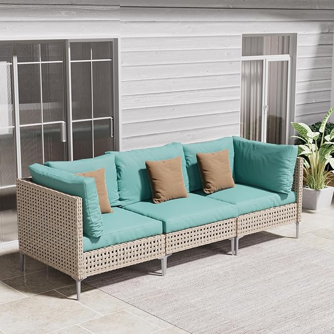 Grand patio 3-Piece Wicker Patio Furniture Set, Boho Outdoor Conversation Set