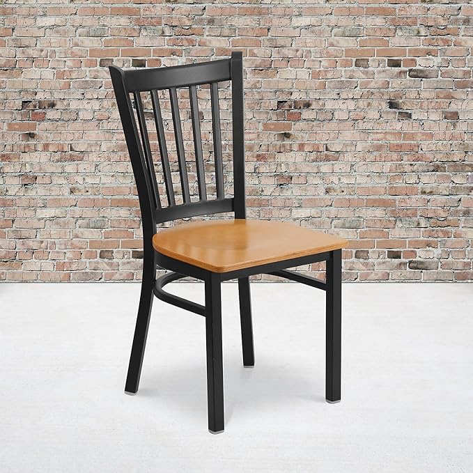 Flash Furniture 2 Pack HERCULES Series Black Vertical Back Metal Restaurant
