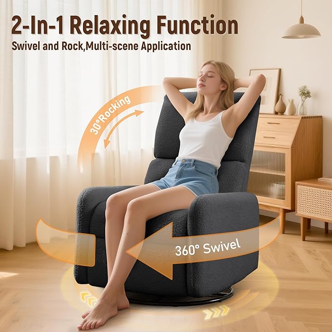 Korser 360° Rocking Chair, Nursery Rocker Chair