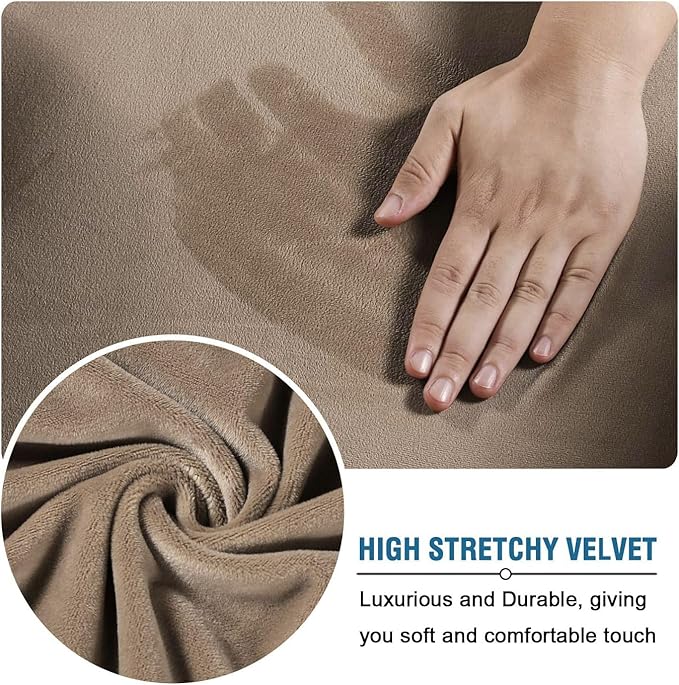 H.VERSAILTEX Modern Velvet Plush 4 Piece High Stretch Sofa Slipcover Strap Sofa