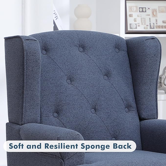 Accent Chair for Living Room, Mid Century Modern Upholstered Armchair, Wingback