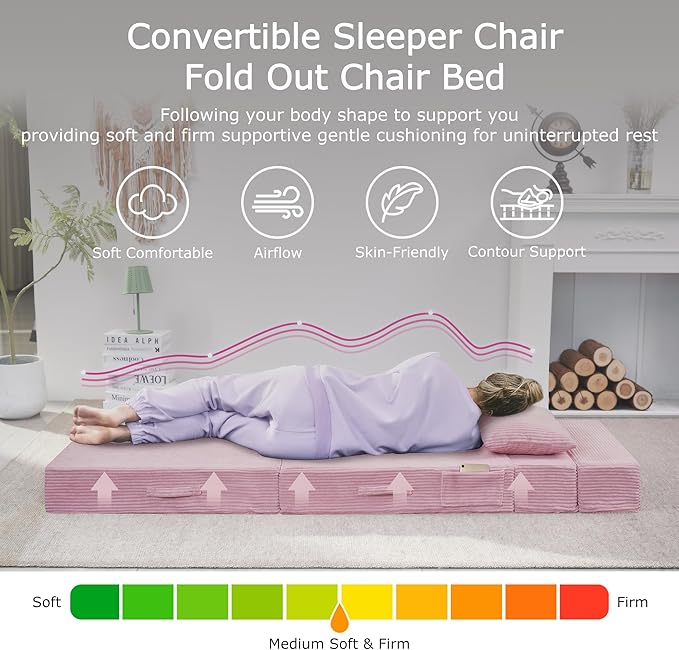 Folding Sofa Bed, 4 in 1 Convertible Sleeper Chair