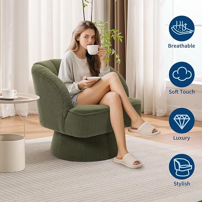 Garvee Ultra-Plush Swivel Accent Chair, 360° Barrel Lounge Chair