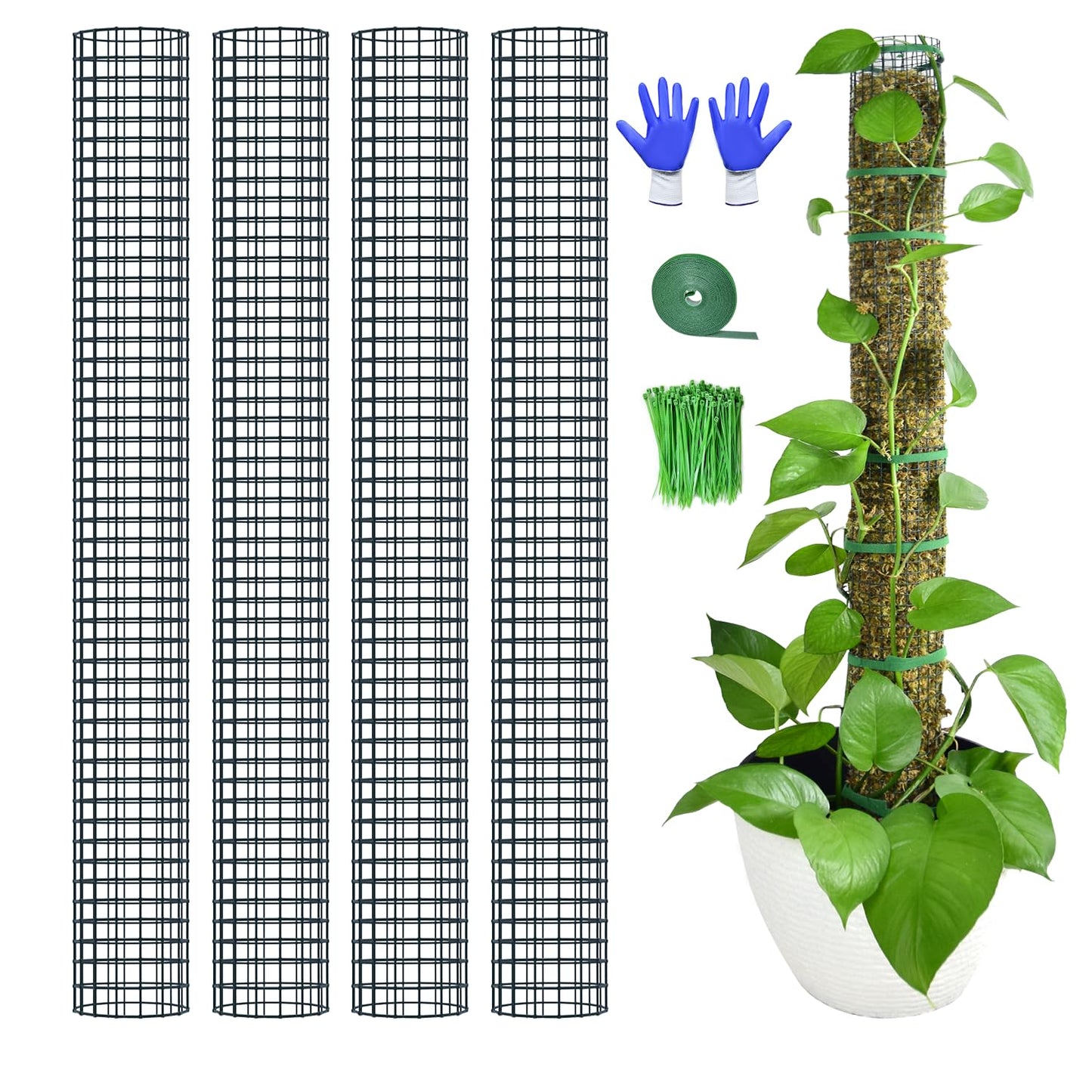HOLANHING 4 Pack Metal Moss Pole, 40" Moss Poles for Plants Monstera, Stackable Sphagnum Moss Pole for Plants Work with Sphagnum Moss(4 Pack 40")