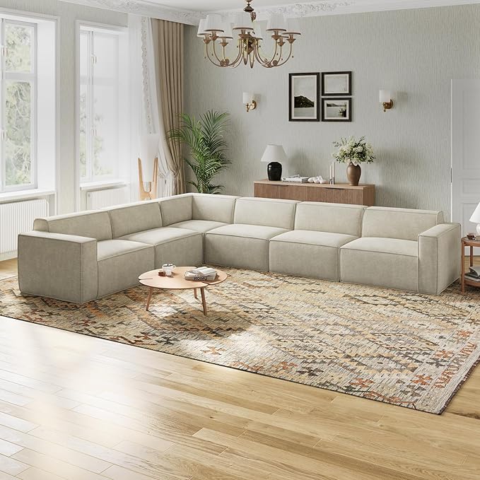 Novilla 142.5" Modular Sectional Sofa, No Assembly Cloud Sectional Couch
