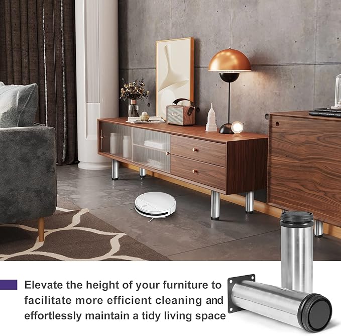 7 Inch Metal Furniture Legs Stainless Steel Adjustable Legs Silver Metal Legs