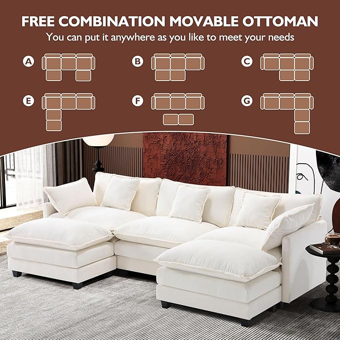 Ihanherry 111.4" U Shaped Cloud Couch Modern Modular Sectional Sofa