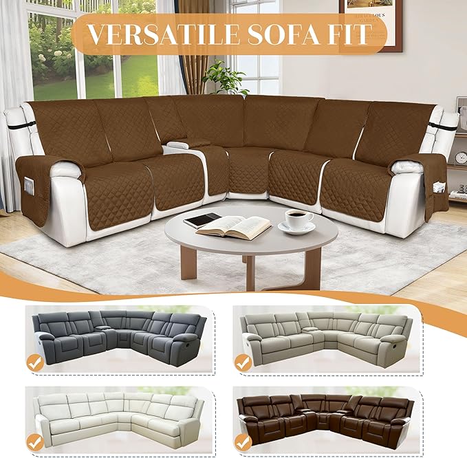 HDCAXKJ 100% Waterproof Reclining Sectional Couch Covers L Shape Recliner Sofa