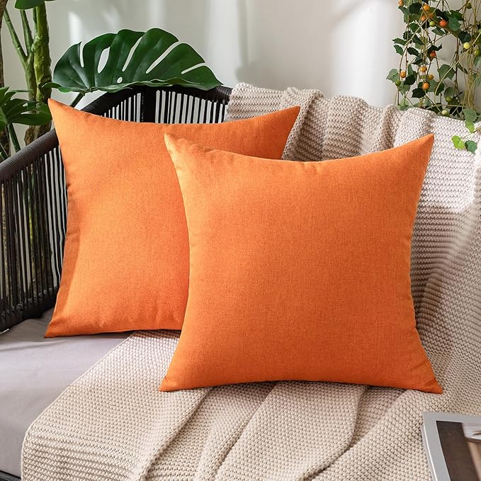 MIULEE Pack of 2 Decorative Outdoor Solid Waterproof Throw Pillow Covers Faux