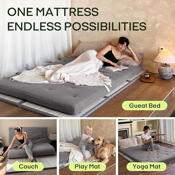 ZonLi Japanese Floor Futon Mattress Full Size 80"x 54", 100% Cotton Cover 2.5''
