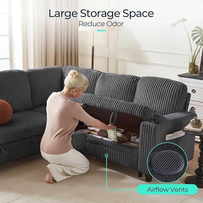 LINSY HOME Sectional Sleeper Sofa Pull Out Couches