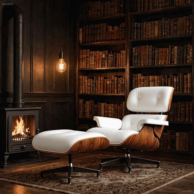 Top Grain Leather, Mid Century Chaise Lounge Chair and Ottoman, Modern Chair