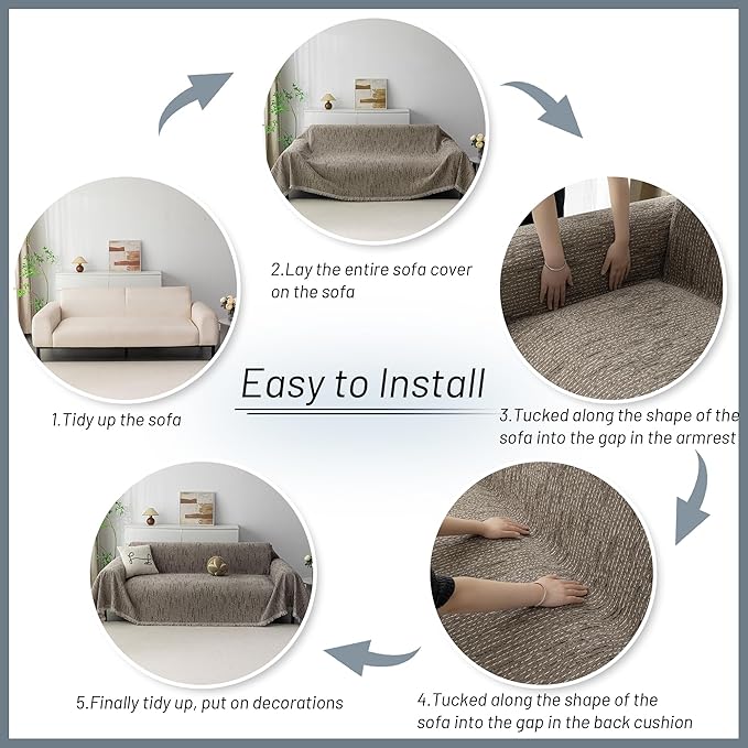MYSKY HOME Couch Covers for 2 Cushion Couch Sofa, Chenille L Shape Sectional
