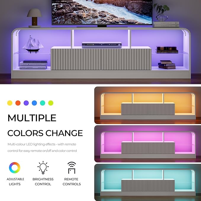 TV Stand for 60/65/70 Inch TVs, Modern Curved TV Console