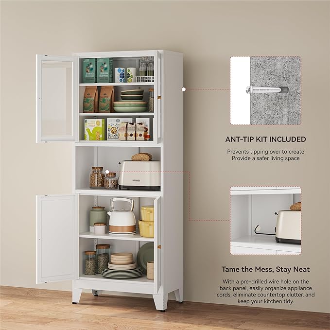 YAUWOH 69" Tall Metal Pantry Cabinet