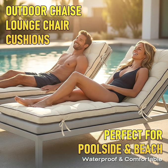 2 Pack 72x21 Inch Folding Chaise Lounge Cushion Quick Dry