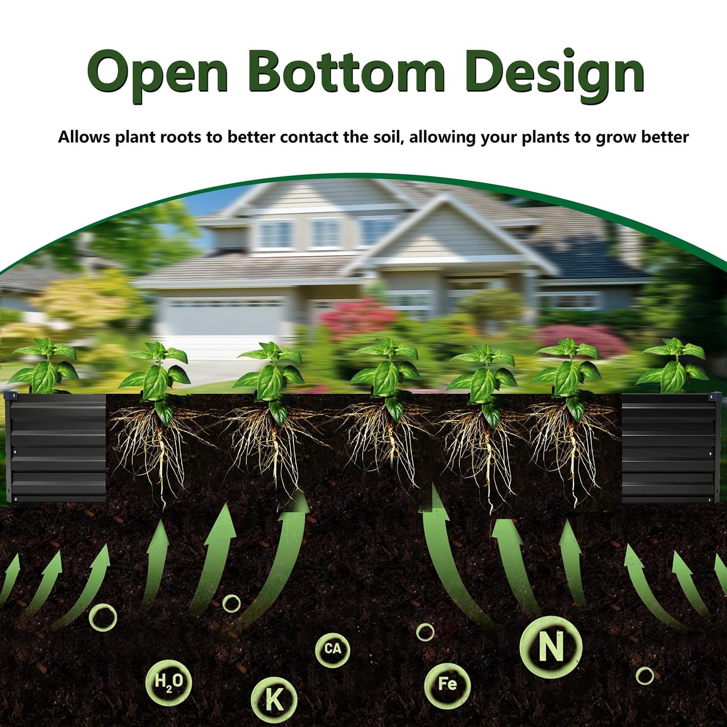 ZUNUDA 12×2×1FT(2PCS) Galvanized Raised Garden Bed Kit Metal Planter Boxes,Large Outdoor Planters Garden for Planting Vegetables,Flowers,Herbs -Black