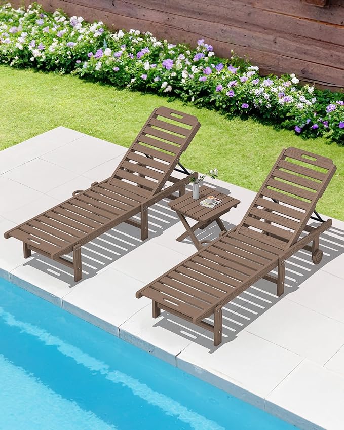 SERWALL Folding Outdoor Side Table Set of 2, Portable Adirondack Side Table