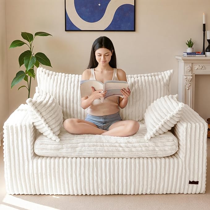 MAXYOYO Bean Bag Sofa Couch, Loveseat Boneless Couch in a Box, Upholstered