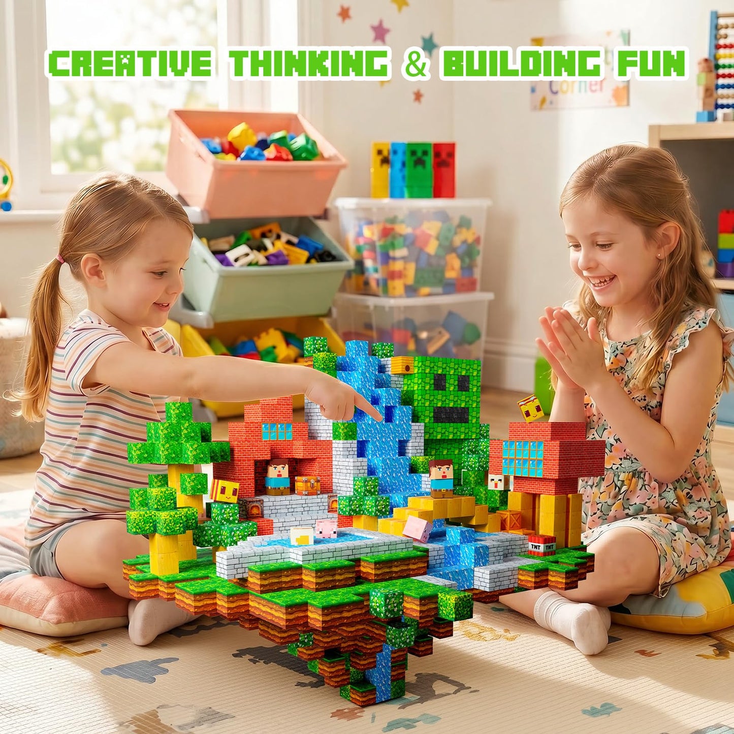 Lukoca Magnetic Building Blocks STEM Toy for Kids 3+ Toddler Educational Construction Gift for Boys & Girls (Green Forest -150pcs)